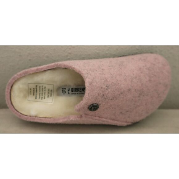 Birkenstock Kids Girls Sz 9 Soft Pink Zermatt Rivet Shearling/Wool Clog Slippers - Picture 6 of 16